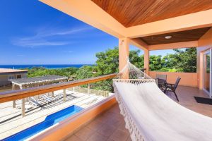 Private balcony on your luxury vacation rentals in Roatan, Honduras